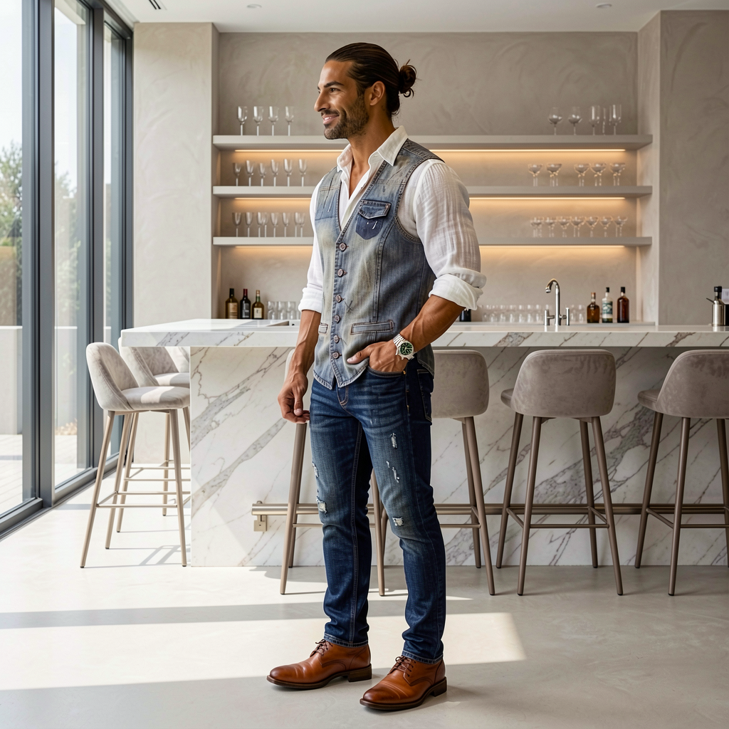 Men's Slim Fit Denim Vest