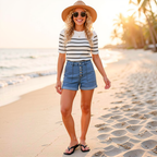 Women's Mid-Rise Cuff Hem Denim Jean Shorts