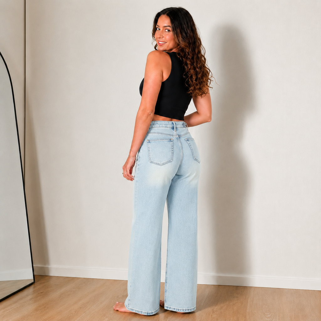 Women's Stretch Denim Wide Leg BBL Jeans - Slimming Fit