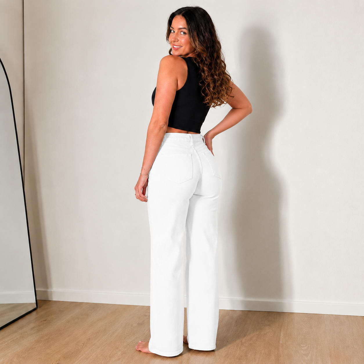 Women's Stretch Denim Wide Leg BBL Jeans - Slimming Fit